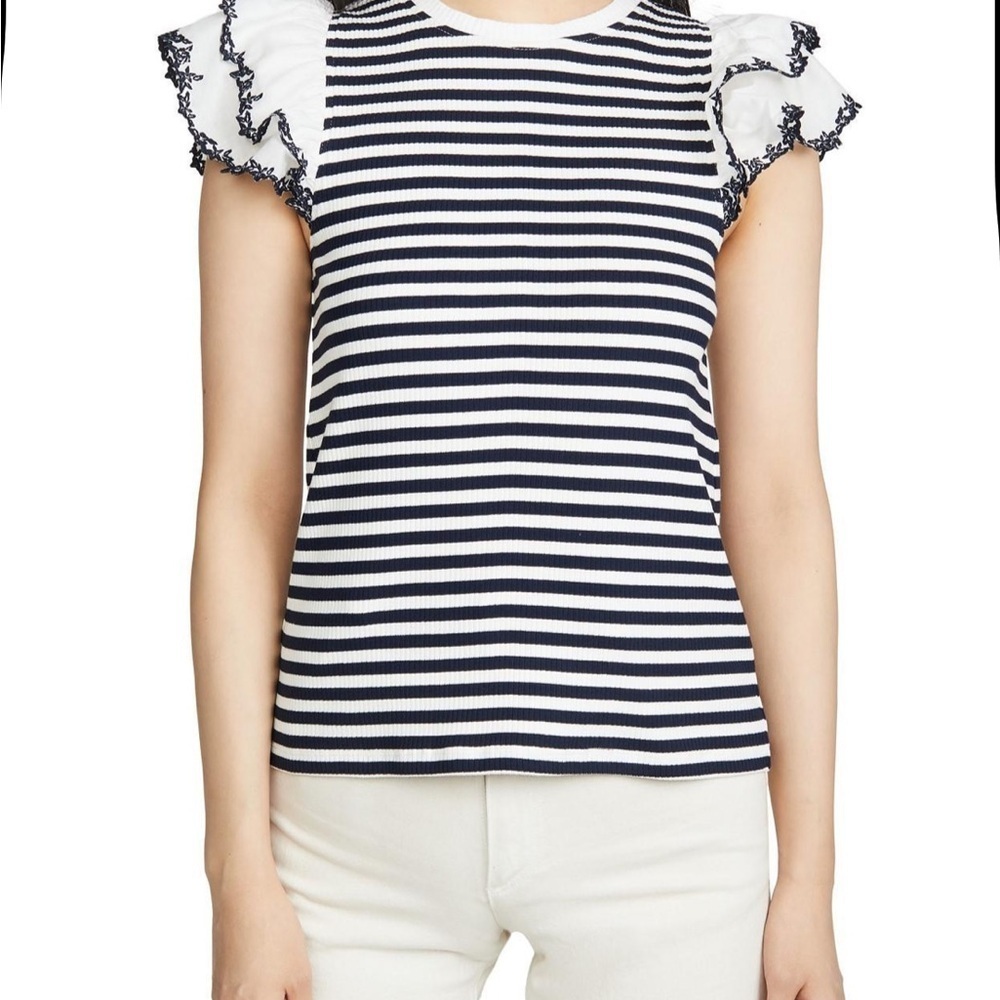 NWT Tanya Taylor Adrien Ruffle Sleeve Top